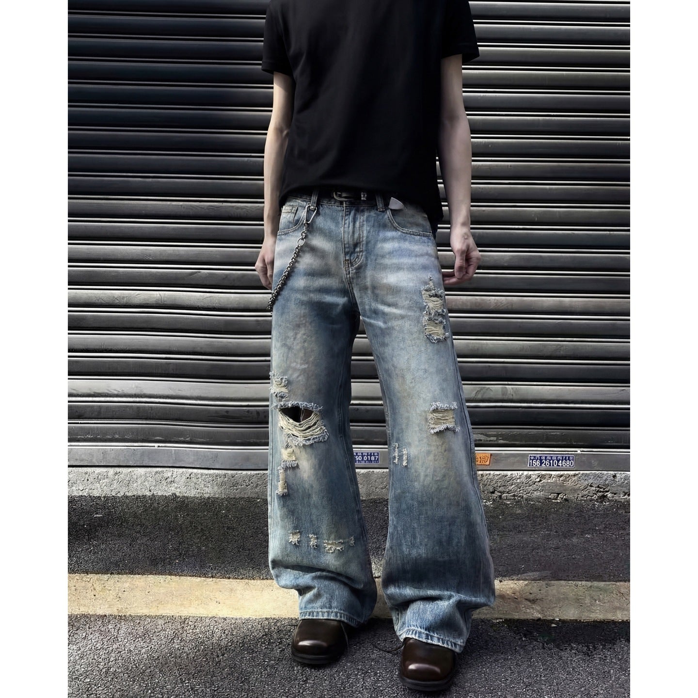 Ripped Denim Pants Lightweight Men's Cool Street Style