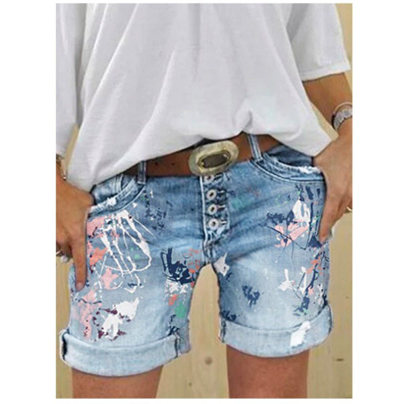 The Printed Denim Short