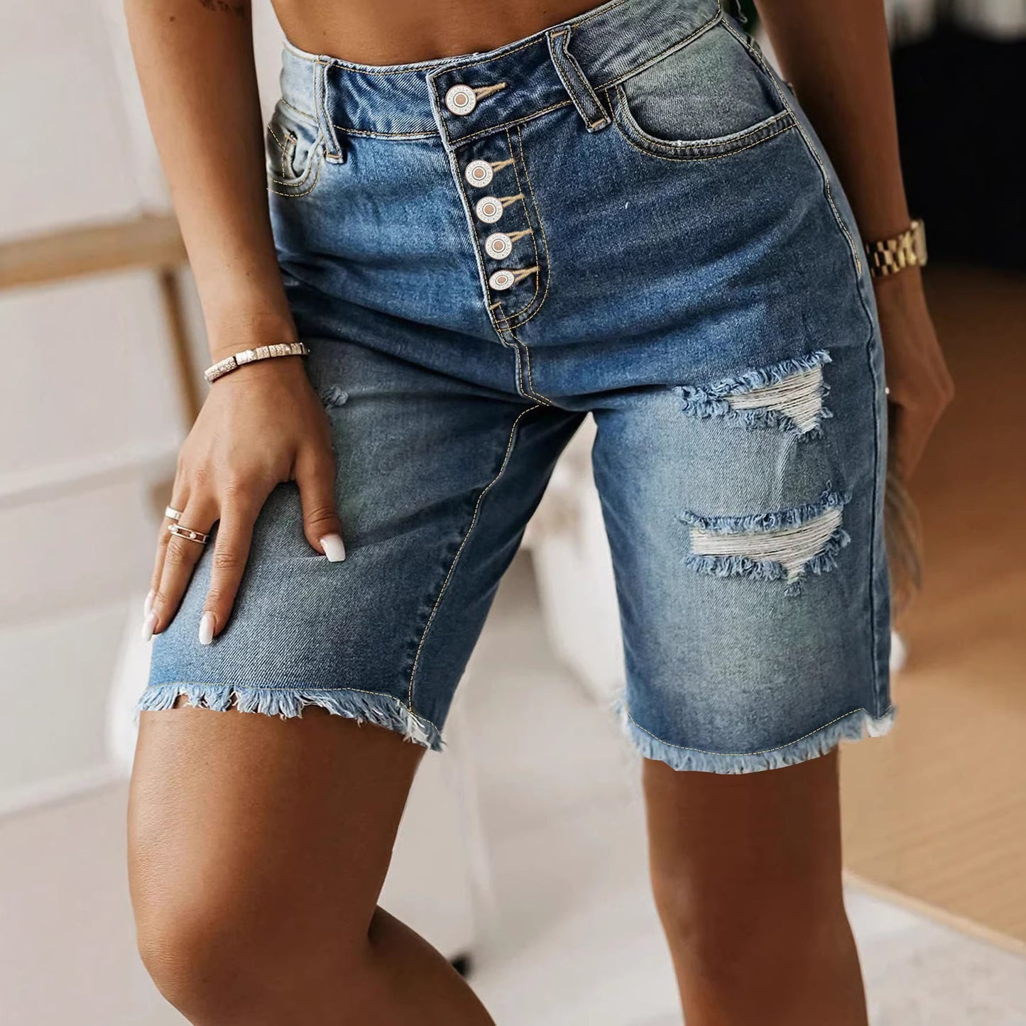 The Frayed Denim Short