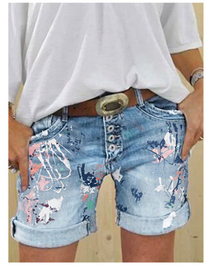 The Printed Denim Short