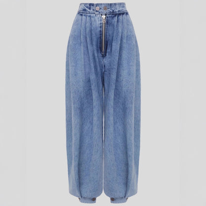 High waisted zipper leg tied jeans for women