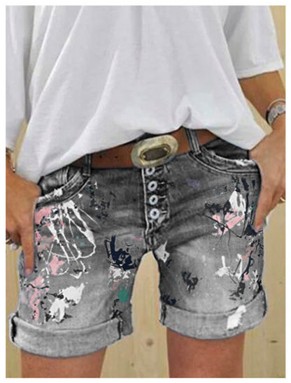 The Printed Denim Short