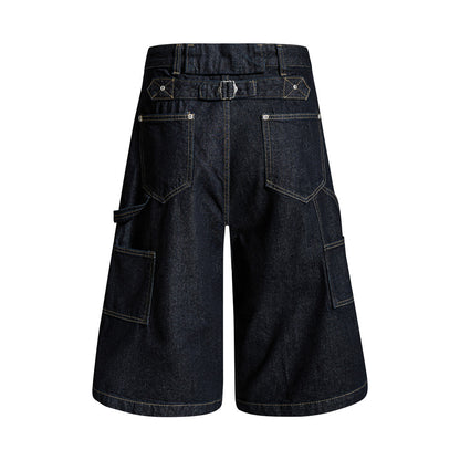 Collage workwear denim cropped pants