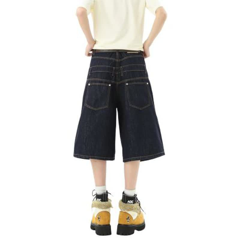Retro Seven-Eighth Length Loose Straight Leg Wide Leg Casual Denim Pants