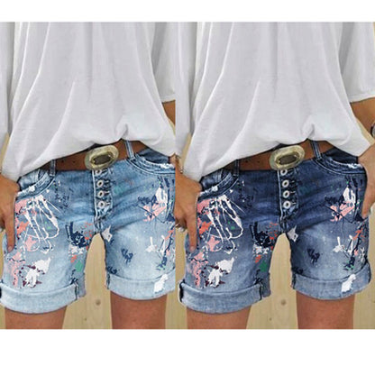 The Printed Denim Short