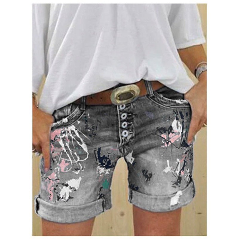 The Printed Denim Short