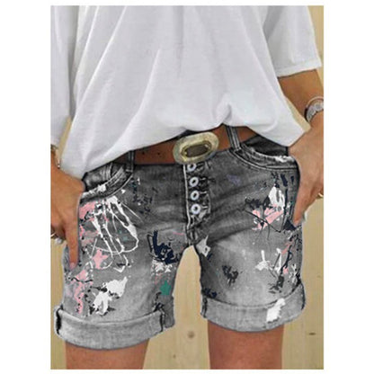 The Printed Denim Short