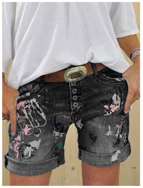 The Printed Denim Short