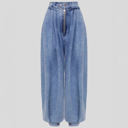 High waisted zipper leg tied jeans for women