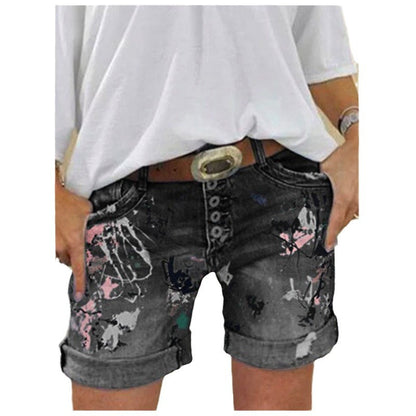 The Printed Denim Short