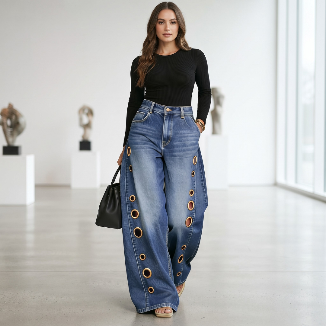 The Eyelet Wide-Leg Jean