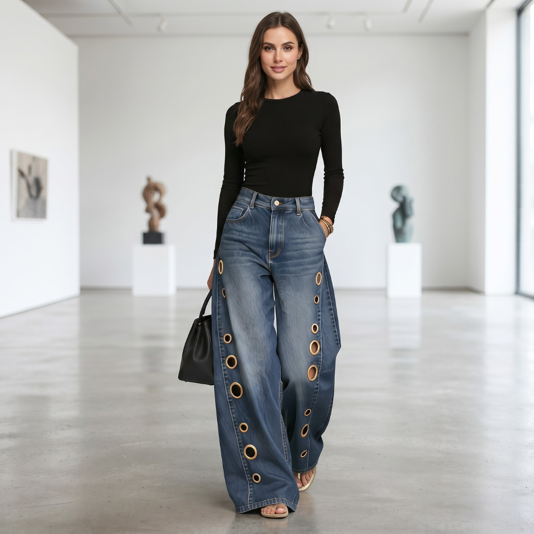 The Eyelet Wide-Leg Jean