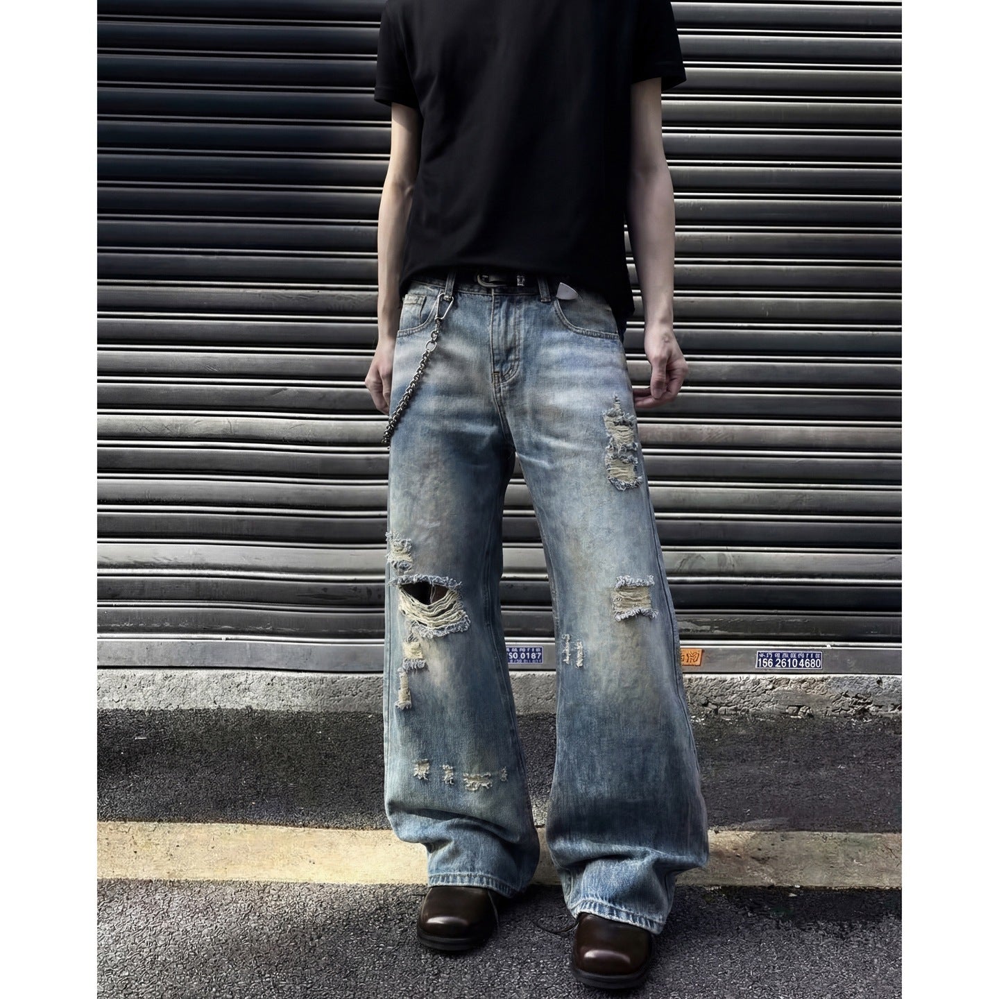 Ripped Denim Pants Lightweight Men's Cool Street Style