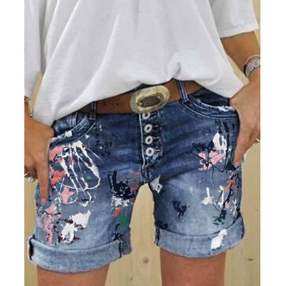 The Printed Denim Short